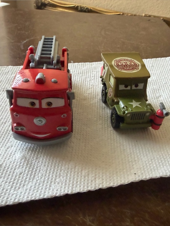 Other - Disney Pixar Cars race & rescue toys red & sarge EUC toys Cars toys movie